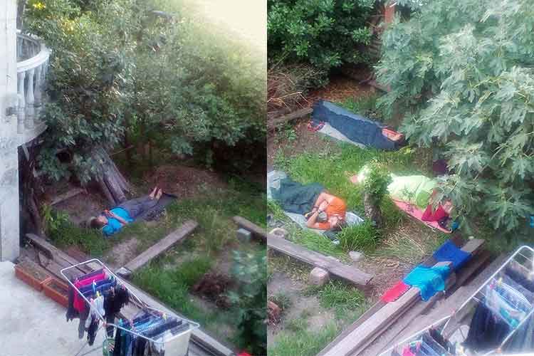 Sleeping in the garden at Why Me Tbilisi