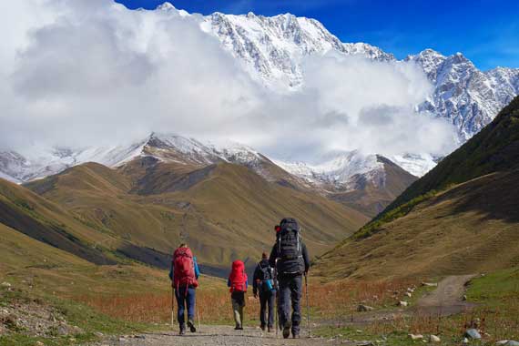 Hiking to the Shkhara Glacier